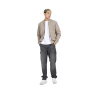 BRAVE SOUL Mens Bomber Jacket Smart Casual Full Zip Up Long Sleeve 100% Polyester Outdoor Jacket for Men, Taupe Colour, Size- L