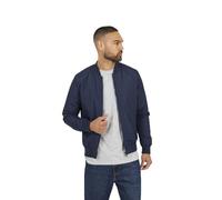 BRAVE SOUL Mens Bomber Jacket Smart Casual Full Zip Up Long Sleeve 100% Polyester Outdoor Jacket for Men, Navy Colour, Size- L