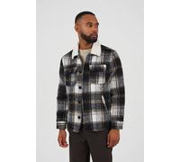 Brave Soul Men's Brushed Check Jacket with Sherpa Collar in Black | Size: Small Brave Soul Black S