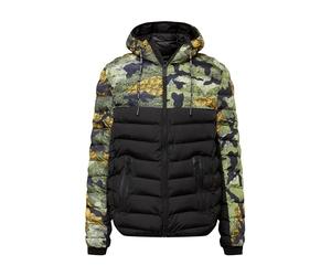 BRAVE SOUL Men's Camo Puffer Jacket with Hood - Insulated Winter Coat with Front Zipper for Outdoor Wear Jacket for Men, Size- L