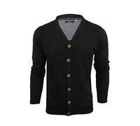 BRAVE SOUL Mens Cardigan Button Through (Jet Black) S