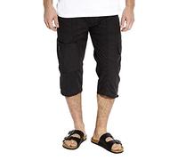 BRAVE SOUL Mens Cargo Shorts Drawstrings Waist Pockets Half Pants Zip Fly Summer Collection, Black Colour, UK Size 30