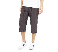 BRAVE SOUL Mens Cargo Shorts Drawstrings Waist Pockets Half Pants Zip Fly Summer Collection, Charcoal Colour, UK Size 30