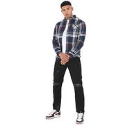 BRAVE SOUL Mens Check Shirt Lumberjack Work Shirt Casual Brushed Cotton Top, Navy - Warpress, L