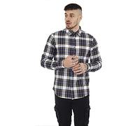 BRAVE SOUL Mens Check Shirt, White - Paulos, M