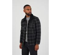 Brave Soul Men's Checked Jacket with Sherpa Collar in Black | Size: Large Brave Soul Black L