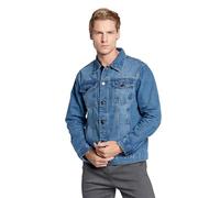 BRAVE SOUL Mens Denim Jacket Classic Western Style Coat Button Up Long Sleeve Trucker Jacket for Men, Blue Denim, Colour, Size- S