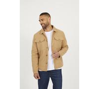 Brave Soul Men's Faux Wool Button Through Padded Shacket in Camel | Size: Medium Brave Soul Camel M