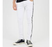 Brave Soul Mens Fit Jeans With Contrast Side Seam Tape Detail in White - Size 28W/34L