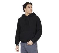 BRAVE SOUL Mens Fleece Hoodie Plain Pullover Sweatshirt with Kangaroo Pocket Sherpa Hoodie for Men UK, Black Colour, Size- S
