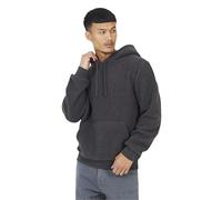 BRAVE SOUL Mens Fleece Hoodie Plain Pullover Sweatshirt with Kangaroo Pocket Sherpa Hoodie for Men UK, Charcoal Colour, Size- L