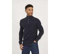 Brave Soul Funnel Neck Jumper with Buttons - Navy - Navy - XXL