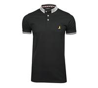 BRAVE SOUL Mens Glover Polo T-Shirt Cotton Short Sleeved (Black/Black) S