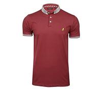BRAVE SOUL Mens Glover Polo T-Shirt Cotton Short Sleeved (Burgundy/Burgundy) S
