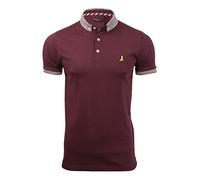 BRAVE SOUL Mens Glover Polo T-Shirt Cotton Short Sleeved (Burgundy) S