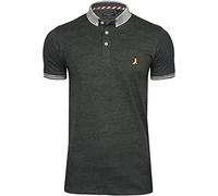BRAVE SOUL Mens Glover Polo T-Shirt Cotton Short Sleeved (Dk Charcoal Marl/Optic White - F) S