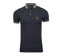 BRAVE SOUL Mens Glover Polo T-Shirt Cotton Short Sleeved (Dk Denim Marl/Dk Denim Marl) S