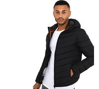 BRAVE SOUL Mens Grant Padded Hooded Puffer Jacket with Elasticated Trims (M, Black)