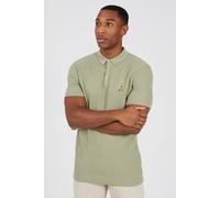 Brave Soul Mens Green Cotton Waffle Knit Embroidered Polo Shirt - Size Medium