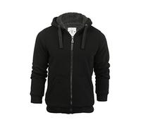 BRAVE SOUL Mens Hooded Sweatshirt Jumper 'Zone' Hoodie Sherpa Lined (Zone (Black)) M