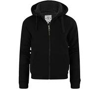 BRAVE SOUL Mens Hooded Sweatshirt Jumper 'Zone' Hoodie Sherpa Lined (Zone (Black)) XL