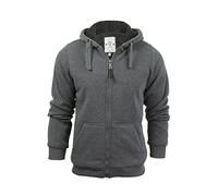 BRAVE SOUL Mens Hooded Sweatshirt Jumper 'Zone' Hoodie Sherpa Lined (Zone (Charcoal)) L