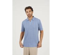 Brave Soul Jacquard Trophy Neck Polo Shirt - Blue - Blue - L