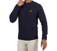BRAVE SOUL Mens Jumper Binary Fisherman Knitted Crew Neck Sweater, Navy - Alliance, L