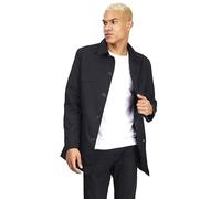 BRAVE SOUL Mens Lightweight Jacket Buttoned Collared Long Sleeve Coat for Men, Black Colour, Size- XL