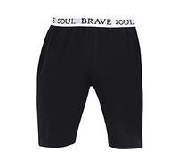 BRAVE SOUL Mens Logo Waistband Jersey Lounge Shorts (M) (Black)