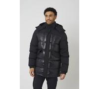 Brave Soul Men's Longline Hooded Padded Jacket in Black | Size: Medium Brave Soul Black M
