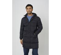 Brave Soul Men's Longline Hooded Padded Jacket With Patch Pockets in Black | Size: Large Brave Soul Black L