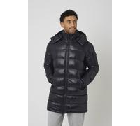Brave Soul Longline Hooded Padded Puffer Jacket - Black - Black - M