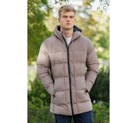 Brave Soul Longline Padded Hooded Jacket - Taupe - Taupe - M