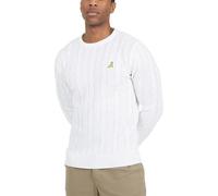 BRAVE SOUL Mens Medium Cable Knit Crew Neck Fishermans Jumper, White - Alliance, S
