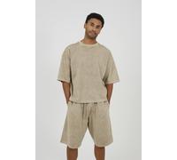 Brave Soul Men's Oversized T-Shirt & Shorts Set in Beige | Size: Small Brave Soul Beige S