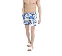 BRAVE SOUL Mens Perth Camo Swim Shorts - Polyester, Mesh Lining, Drawcord Waistband, Blue, M