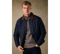 Brave Soul Men's Quilted Coach Jacket with Cord Collar in Navy | Size: Medium Brave Soul Navy M