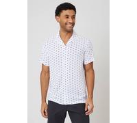 Brave Soul Men's Revere Collar Polka Dot Short Sleeve Shirt in White | Size: Medium Brave Soul White M
