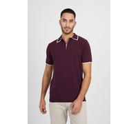 Brave Soul Short Sleeve Knitted Polo Shirt - Maroon - Maroon - S