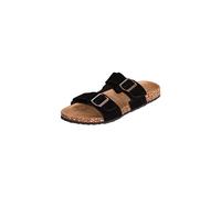 BRAVE SOUL Mens Slider Mule Sandals Holiday Pool Cork Style Shoes, Black SUDE, 8 UK