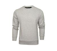 BRAVE SOUL Mens Sweater Jumper Jones' Crew Neck (Lt Grey Marl/Dk Navy) S