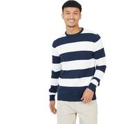BRAVE SOUL Mens Sweatshirt Striped Jumper Pullover Soft Crew Neck 100% Cotton Sweater Casual Top New Navy White S