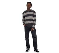 BRAVE SOUL Mens Sweatshirt Striped Jumper Pullover Soft Crew Neck 100% Cotton Sweater Casual Top New Charcoal Grey XL