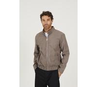 Brave Soul Mens Taupe Faux Suede Bomber Jacket - Size Medium