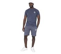 BRAVE SOUL Mens Tee Shirt and Matching Shorts Set Navy/Ecru S