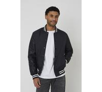 Brave Soul Varsity Style Jacket With PU Sleeves - Black - Black - M