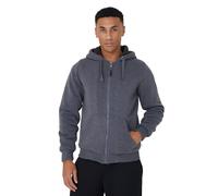 BRAVE SOUL Mens Zip-Up Hoodie Sherpa-Lined Ribbed Cuffs and Hem Long Sleeve Fleece Jacket for Men, Charcoal Colour, Size- L