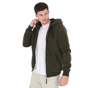BRAVE SOUL Mens Zip-Up Hoodie Sherpa-Lined Ribbed Cuffs and Hem Long Sleeve Fleece Jacket for Men, Khaki Colour, Size- L