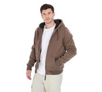 BRAVE SOUL Mens Zip-Up Hoodie Sherpa-Lined Ribbed Cuffs and Hem Long Sleeve Fleece Jacket for Men, Taupe Colour, Size- 2XL